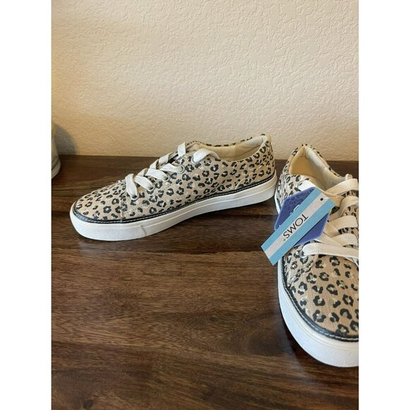 NEW Toms Alex Natural Textured Cheetah 8 Ortholite comfort foam insole Canvas - Picture 3 of 5